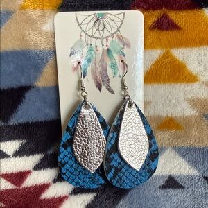 Silver and Blue Teardrop Earrings